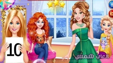 ألعاب فروزن تحدي الأميرات إلسا وانا وباربي تلبيس ومكياج بيلا